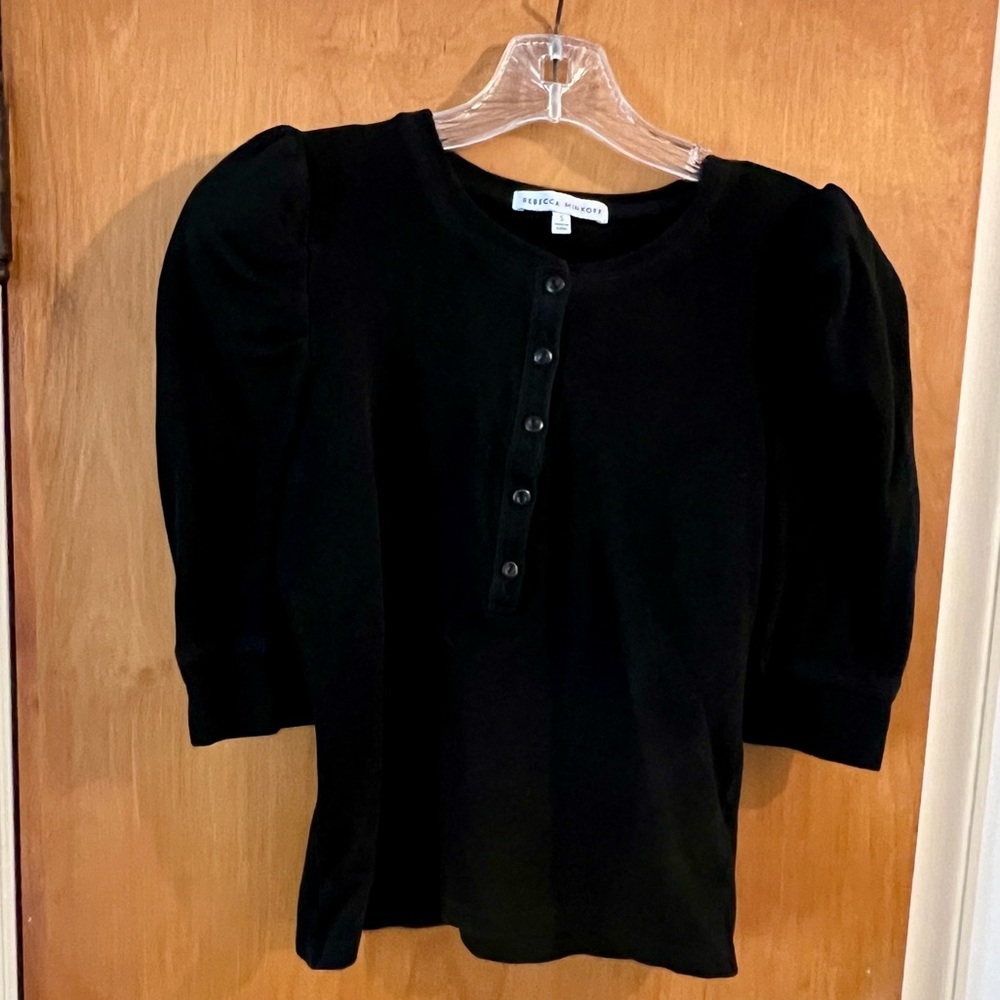 Rebecca Minkoff Janine Knit Henley Blouse - Picture 2 of 2